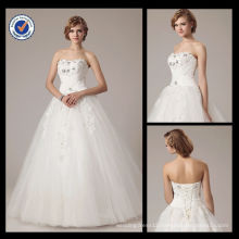 China Wholesale Sweetheart Beaded Appliqued A-line Bridal Wedding Dress